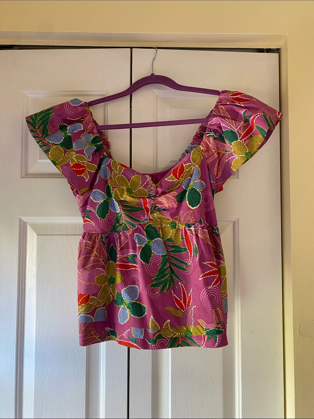Listicle Pink Floral Square-Neck Crop Top